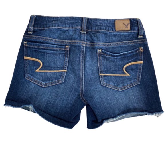 American Eagle Dark Wash Raw Hem Stripe Trim 2 - Picture 2 of 7